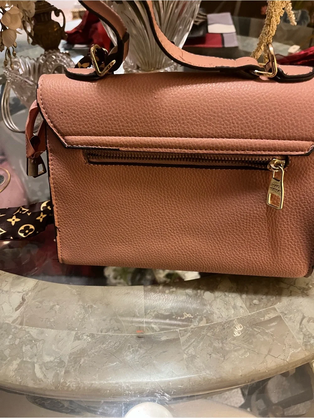Louis Vuitton Brown Monogram & Tan Leather Satchel